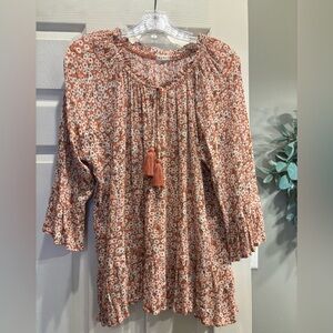 Kori Rust and White Floral Blouse